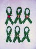 Small crochet organ donation pins decorated